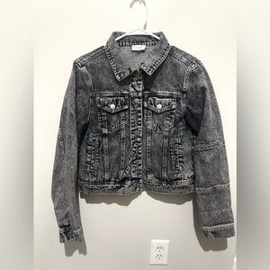 Pink lily charcoal wash denim jacket